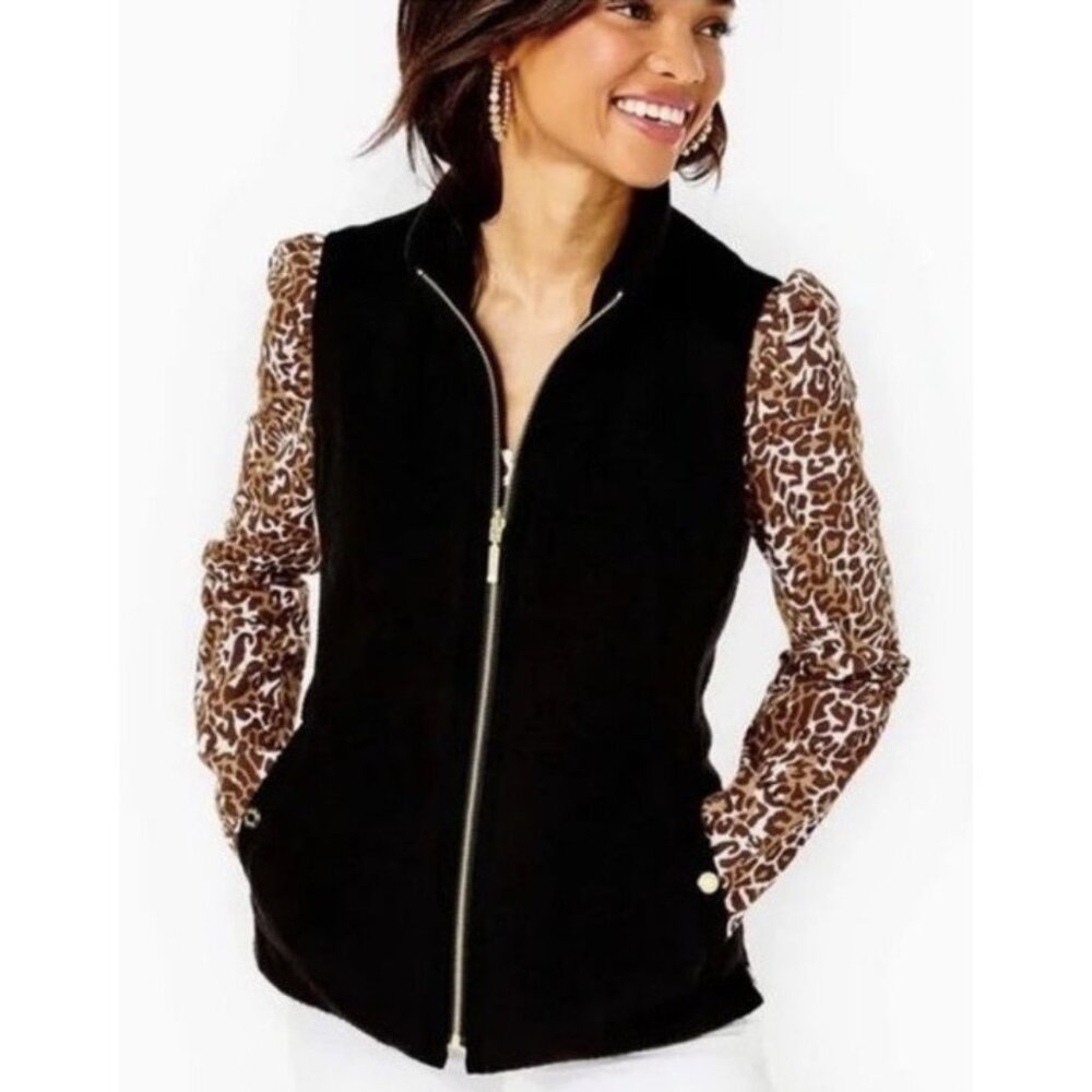 Lilly Pulitzer Skyden Suede Sherpa Reversible‎ Vest Sz XS NWT $258